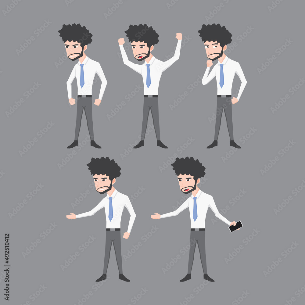 An illustration of a set of businessman with some expressions