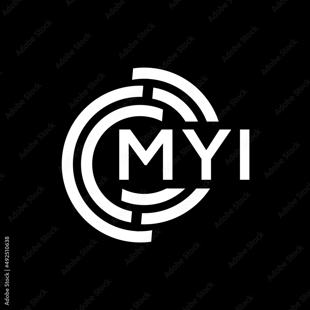 MYI letter logo design. MYI monogram initials letter logo concept. MYI letter design in black background. MYI letter logo design. MYI monogram initials letter logo concept. MYI letter design in black background.