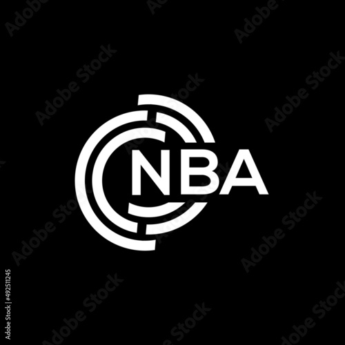 NBA letter logo design. NBA monogram initials letter logo concept. NBA letter design in black background.