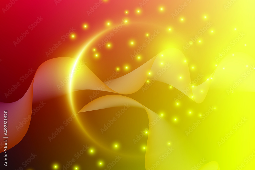 Wave under the ring of yellow, orange, golden light, stars scattered brightly. Abstract color background Wave under the ring of yellow, orange, golden light, stars scattered brightly. Abstract color background