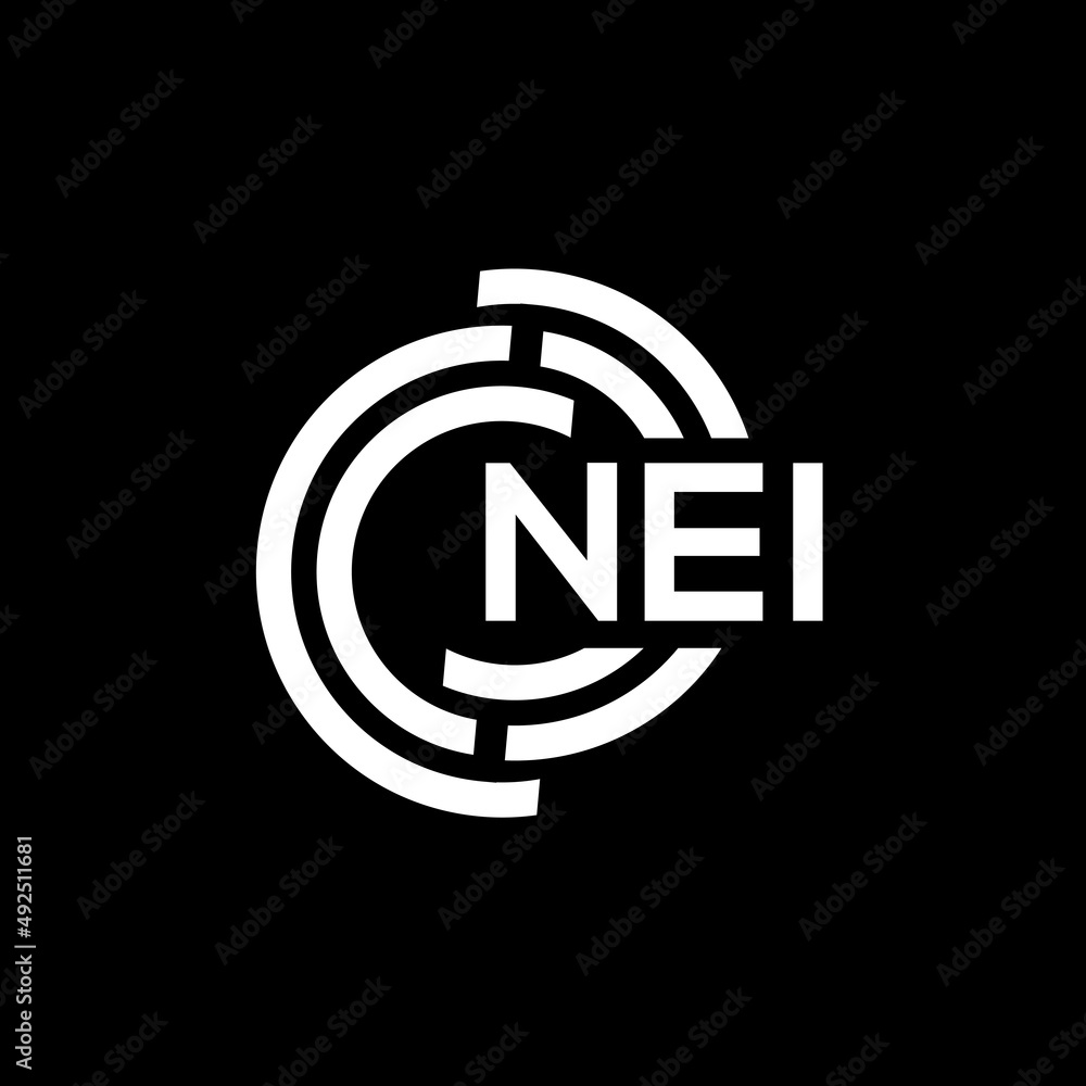 NEI letter logo design. NEI monogram initials letter logo concept. NEI letter design in black background. NEI letter logo design. NEI monogram initials letter logo concept. NEI letter design in black background.