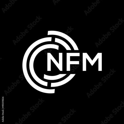 NFM letter logo design. NFM monogram initials letter logo concept. NFM letter design in black background.