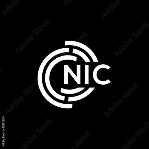 NIC letter logo design. NIC monogram initials letter logo concept. NIC letter design in black background.