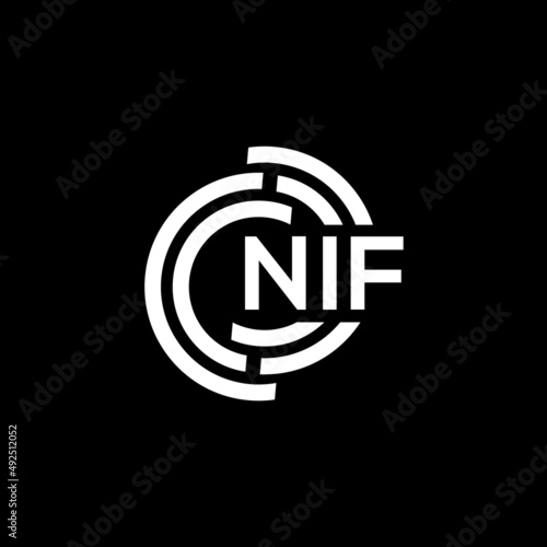 NIF letter logo design. NIF monogram initials letter logo concept. NIF letter design in black background.