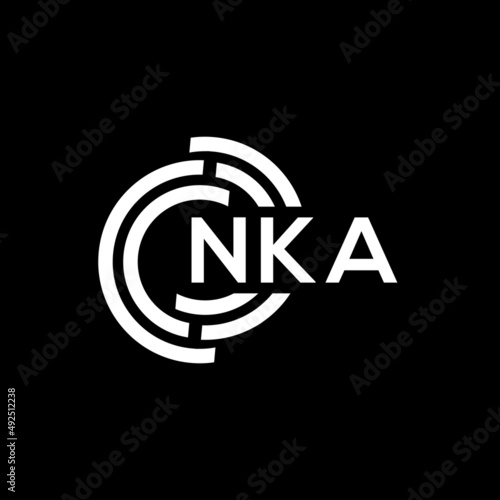NKA letter logo design. NKA monogram initials letter logo concept. NKA letter design in black background. photo