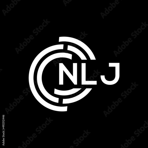 NLJ letter logo design. NLJ monogram initials letter logo concept. NLJ letter design in black background.