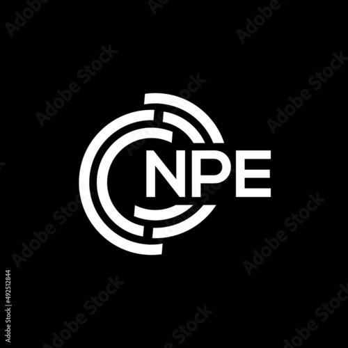 NPE letter logo design. NPE monogram initials letter logo concept. NPE letter design in black background.