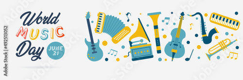 World Music Day - June 21 - Title and illustrations photo