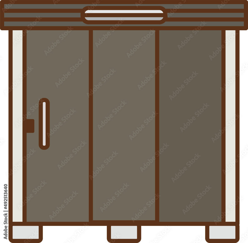 Illustration of a sliding storage shed with closed doors Illustration of a sliding storage shed with closed doors