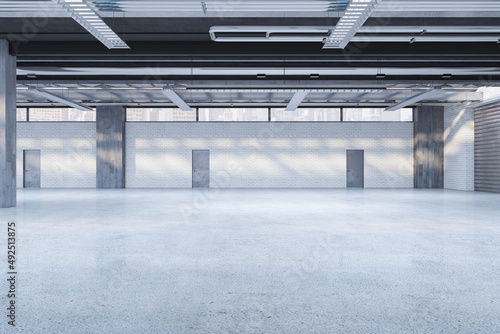 Fotografie, Tablou Modern spacious concrete warehouse garage interior