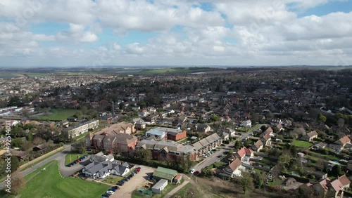 Royston town  Hertfordshire, UK Aerial drone panning shot photo