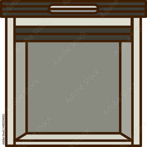Clip art of shutter-type shed with open door