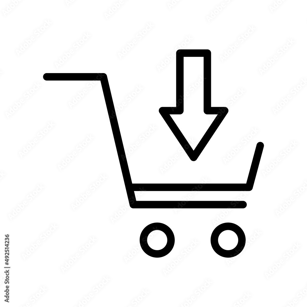 Online shopping icon. shopping cart with arrow. line icon style. suitable for shopping icon. simple design editable. Design template vector Online shopping icon. shopping cart with arrow. line icon style. suitable for shopping icon. simple design editable. Design template vector