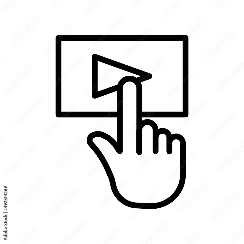 Touch icon with video . line icon style. suitable for play video icon. simple design editable. Design template vector Touch icon with video . line icon style. suitable for play video icon. simple design editable. Design template vector
