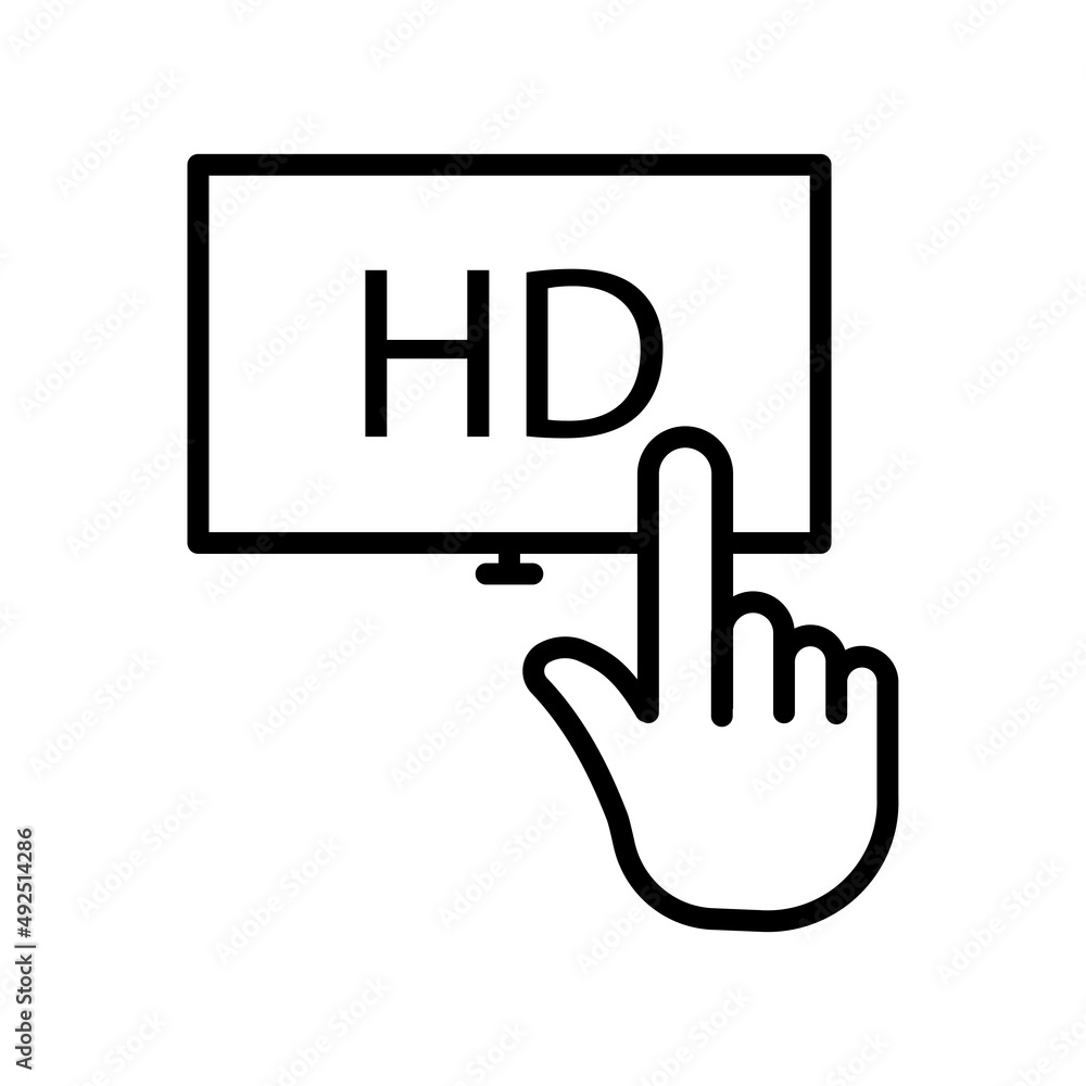 Touch icon and monitor with text HD. line icon style. suitable for HD Quality icon. simple design editable. Design template vector Touch icon and monitor with text HD. line icon style. suitable for HD Quality icon. simple design editable. Design template vector