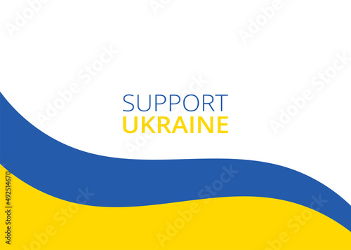 Support Ukraine flag wave flowing flutter banner with white copy space background vector.