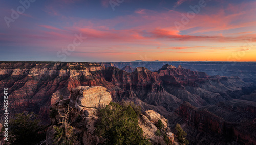 North Rim Sunset at Bright Angel Point, Grand Canyon National Park, Arizona