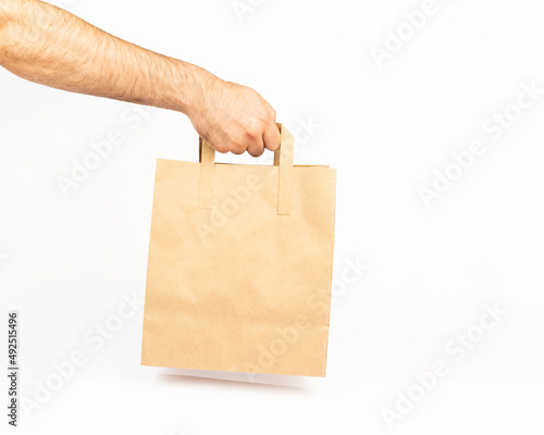 hand shopping bag on a white background