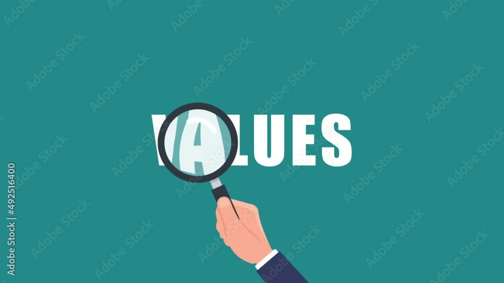values text Lying Under Magnifying Glass. 4K motion animation. values text Lying Under Magnifying Glass. 4K motion animation.