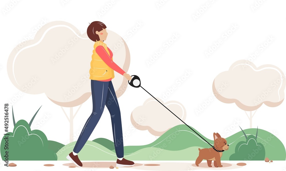 Walking woman with her dog in the nature. Walking woman with her dog in the nature.