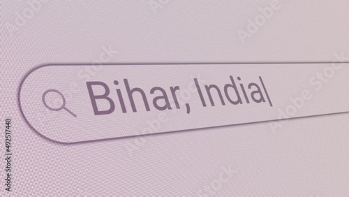 Search Bar Bihar India 
Close Up Single Line Typing Text Box Layout Web Database Browser Engine Concept photo
