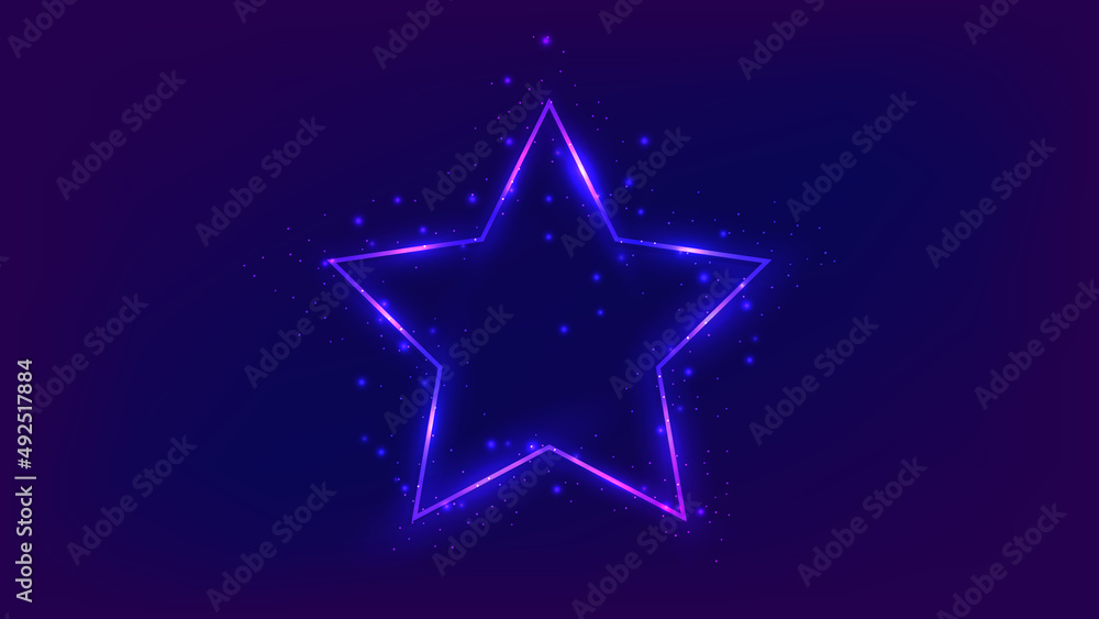 Neon frame in star form with shining effects Neon frame in star form with shining effects