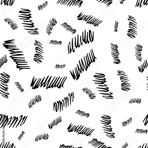 Seamless pattern with black pencil brushstrokes