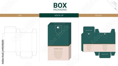 Box packaging and mockup die cut template