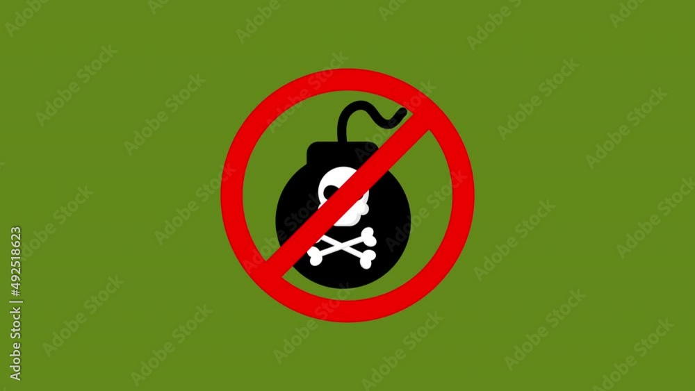 no bomb sign animation.4K motion animation no bomb sign animation.4K motion animation