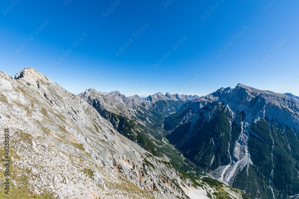 View ofMittenwalderHohenwegin summer View ofMittenwalderHohenwegin summer