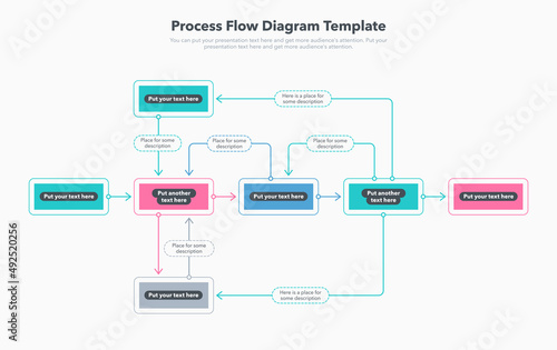 Simple modern template for process flow diagram. Flat design, easy to use for your website or presentation.