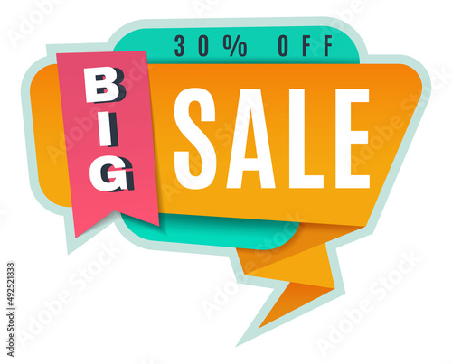 Big sale announcement. Promo sticker with price discount