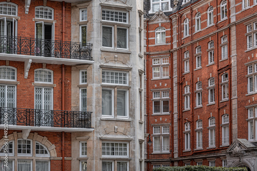 Victorian residential facades in the South Kensington borough of London, UK