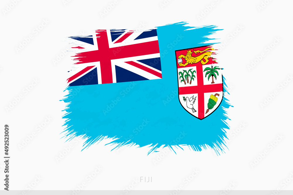 Fototapeta premium Grunge flag of Fiji, vector abstract grunge brushed flag of Fiji.