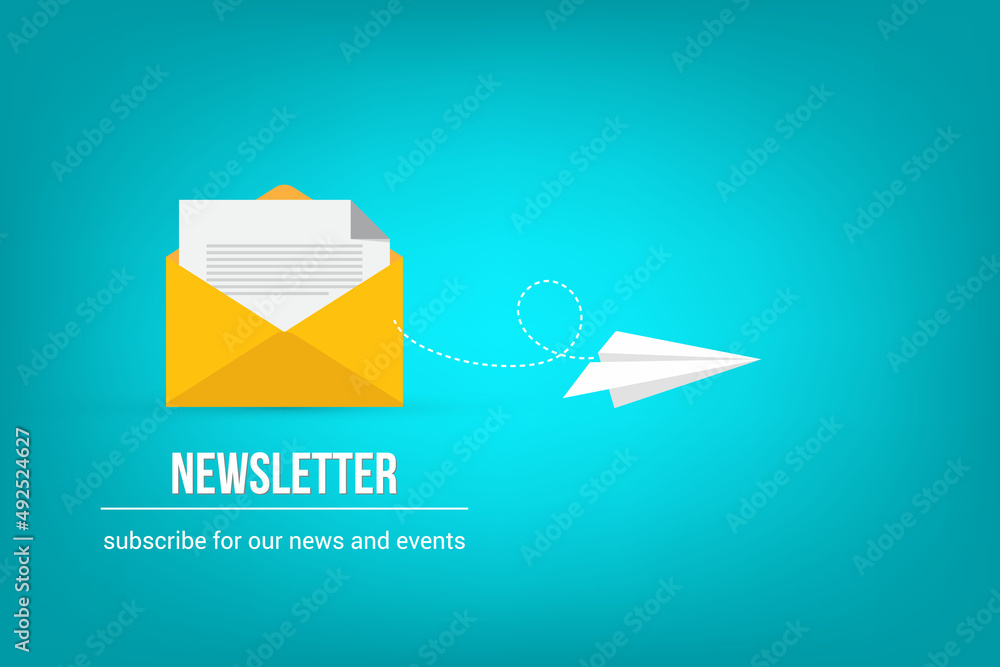 Newsletter Icon Design on Color Background. Newsletter Icon Design on Color Background.