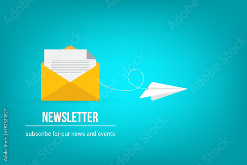 Newsletter Icon Design on Color Background. 