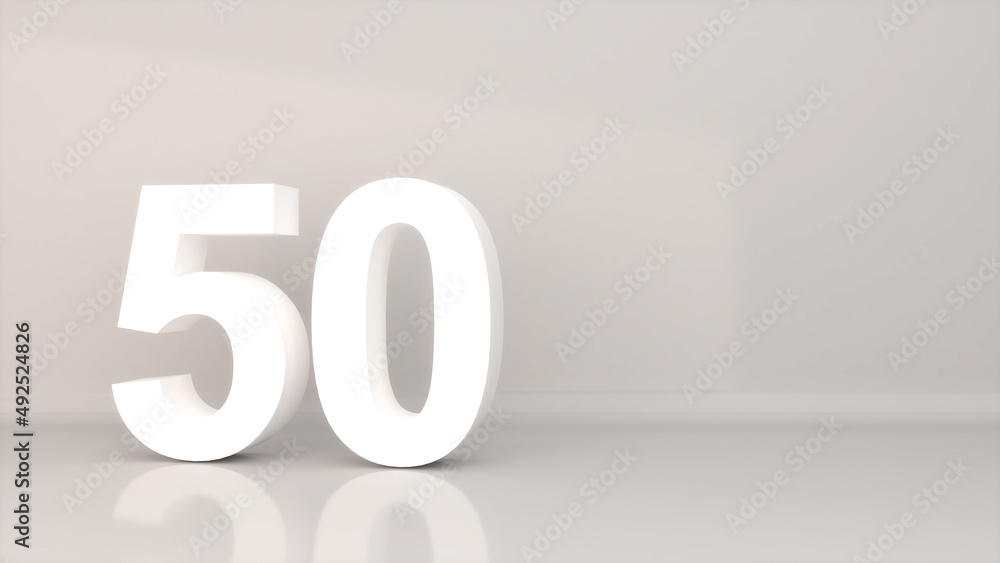 number fifty on a white background,50,3D rendering number fifty on a white background,50,3D rendering