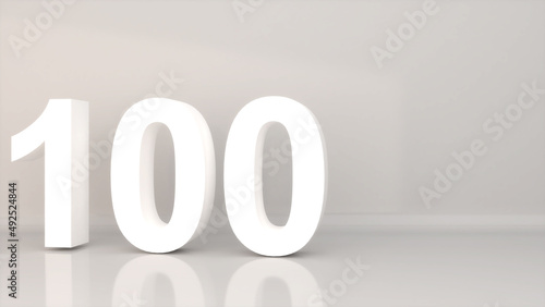 number one hundred on a white background,100,3D rendering photo