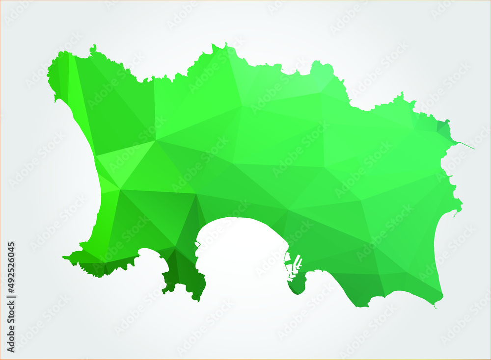 Jersey Map Green Color on white background polygonal