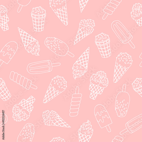 Seamless summer food pattern of ice cream stroke	
