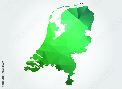 Netherlands Map Green Color on white background polygonal