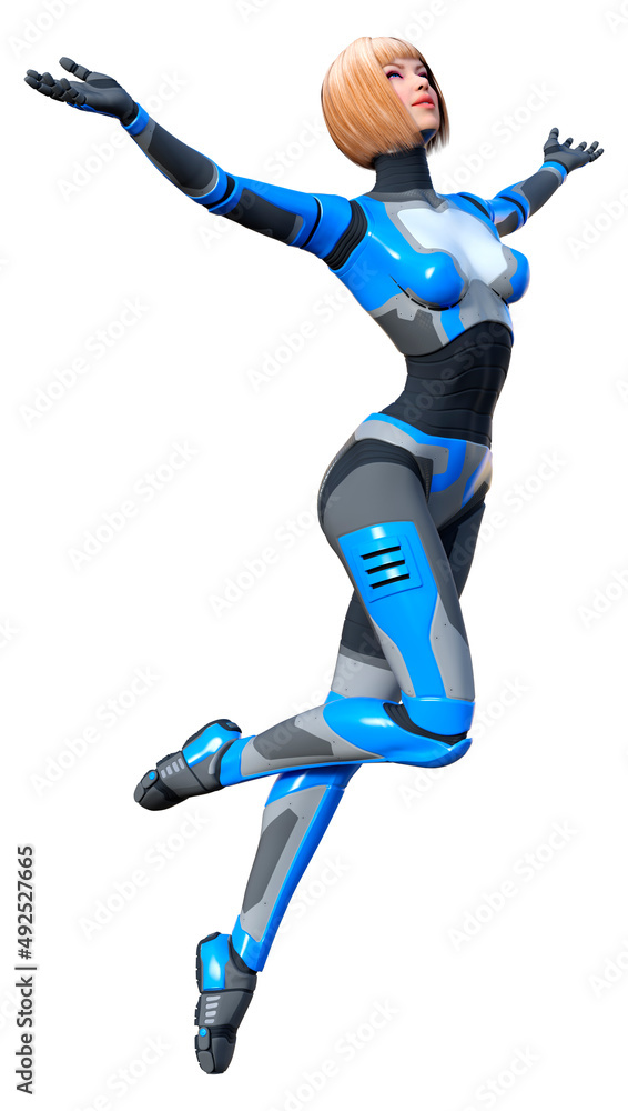 3D Rendering Female Robot on White 3D Rendering Female Robot on White