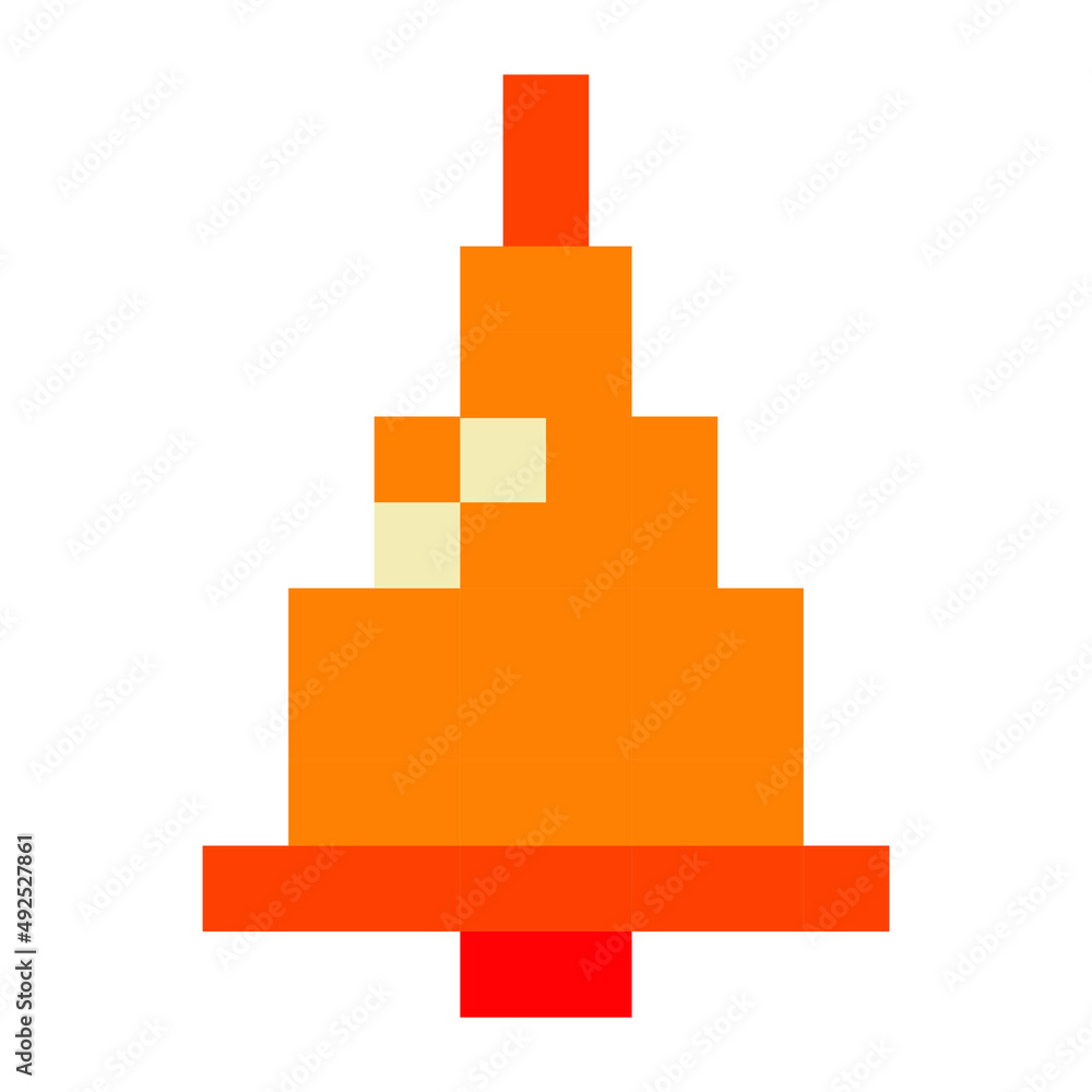 Pixel orange bell on white background.