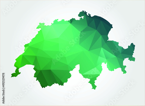 Switzerland Map Green Color on white background polygonal