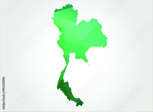 Thailand Map Green Color on white background polygonal