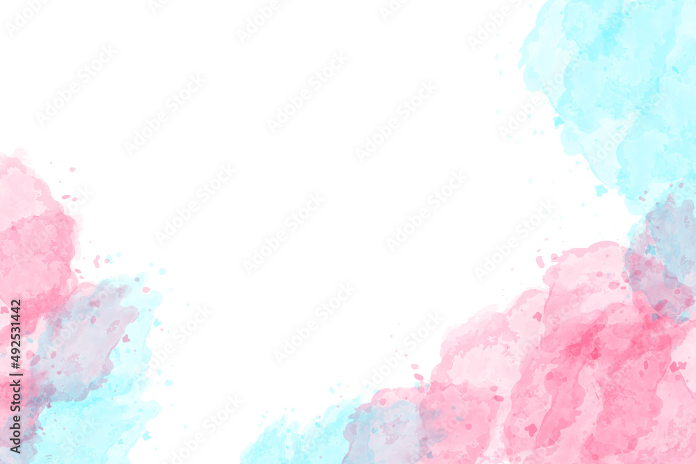 Hand drawn pink and blue watercolor background