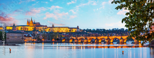 Prague, Czech Republic Charles Bridge and Hradcany with St Vitus Cathedral