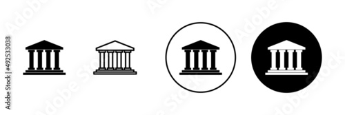 Bank icons set. Bank sign and symbol, museum, university