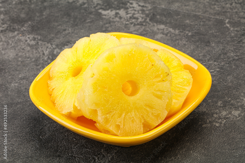 Sweet pineapple rings in the bowl Sweet pineapple rings in the bowl
