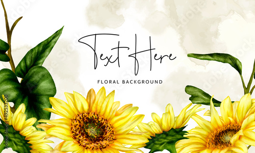 beautiful sun flower floral background template